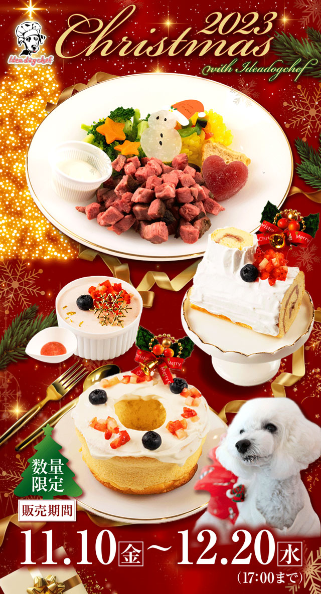 イデアドッグシェフの愛犬用クリスマスケーキ＆ごはん